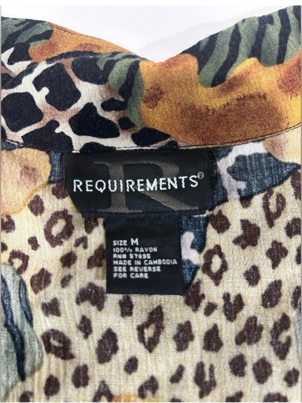 Requirements Leopard & Floral Short Sleeve Button-Down Shirt - Black & Brown - Picture 10 of 13
